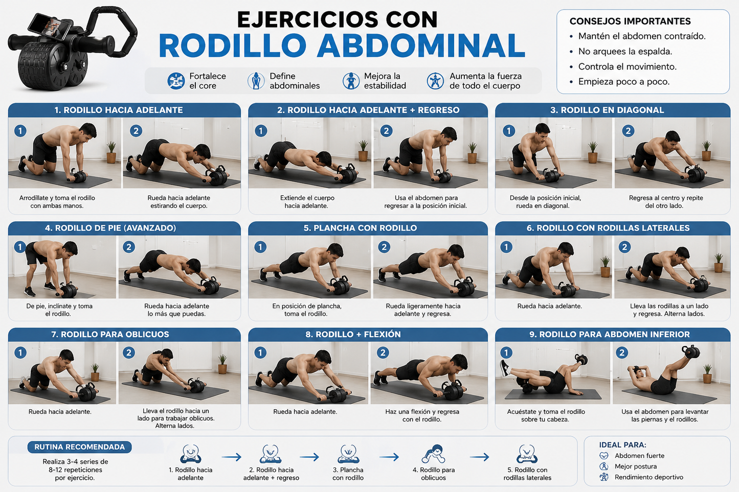 Rodillo Abdominal Rebote Automático