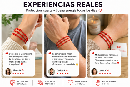 KIT x3 PULSERAS ROJAS 7 NUDOS PROTECCIÓN